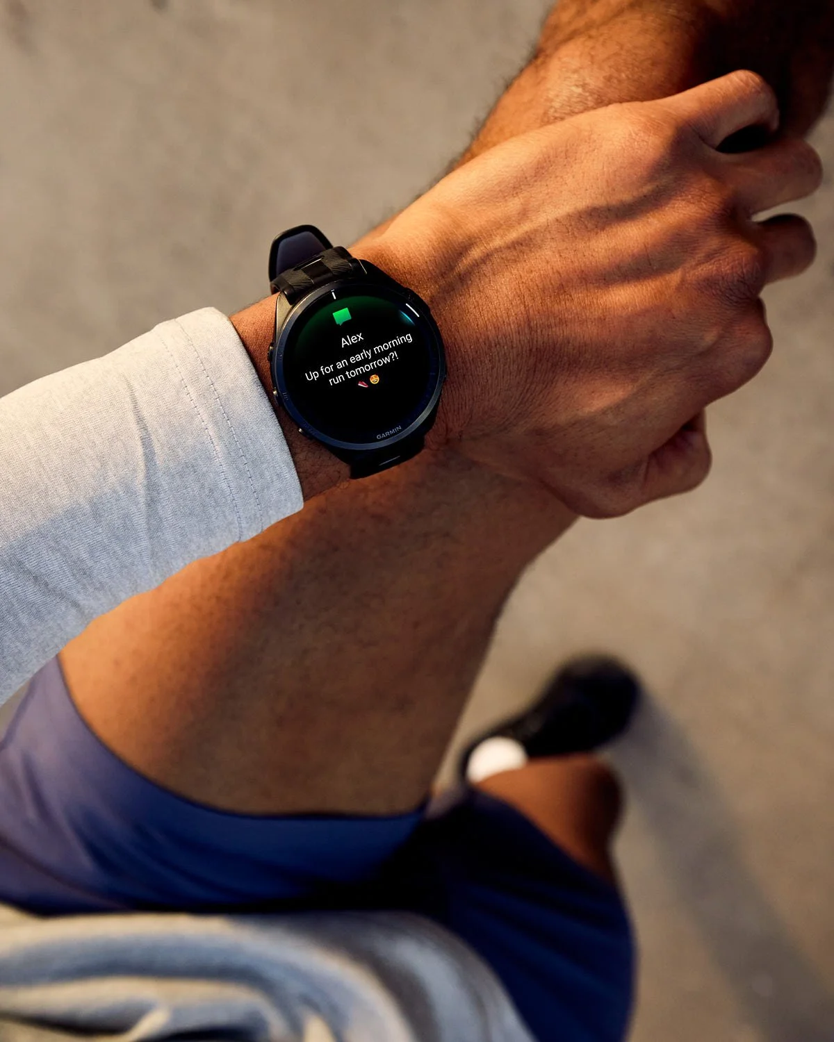 Watch on wrist as athlete stretches, photographed by Matthew Richard Keough