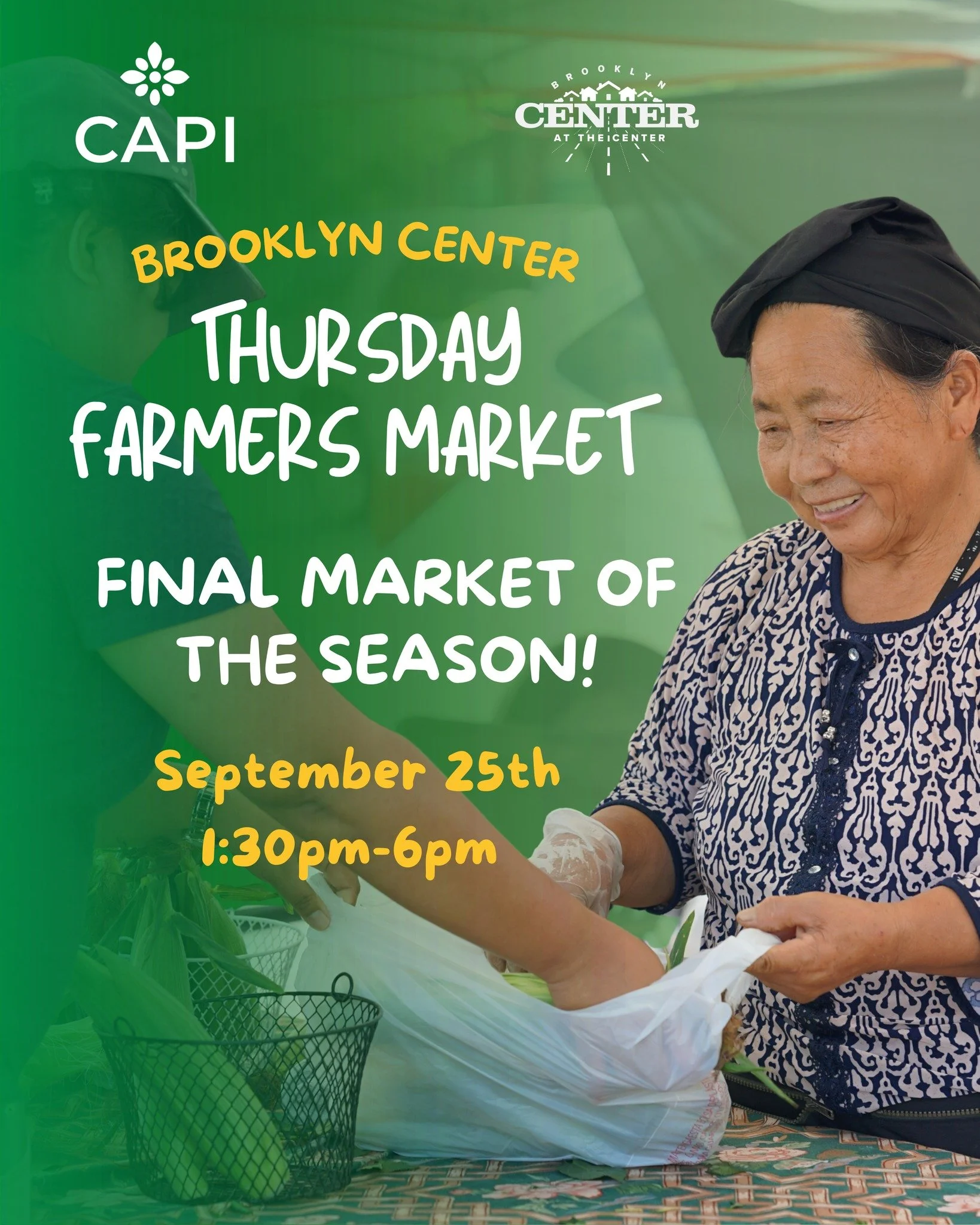 🍎🥕 Today is your last chance to shop the Brooklyn Center Farmers Market this season!

It&rsquo;s been an amazing summer full of farm-fresh produce, handmade goods, sweet treats, and community connections&mdash;and we&rsquo;re wrapping it up with on
