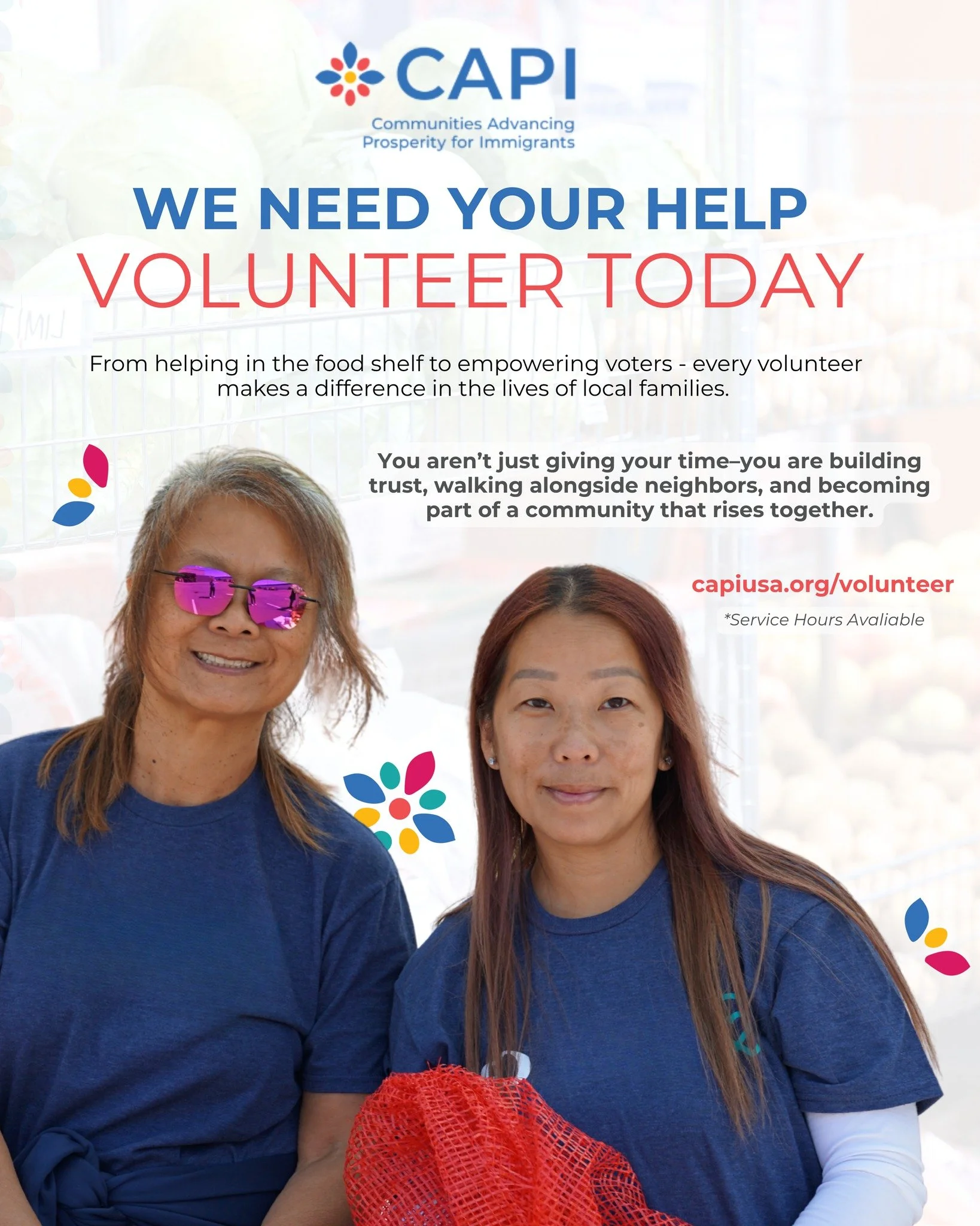 With the impending closure of SNAP on Nov. 1st due to the federal shutdown, CAPI is anticipating an increased need at our food shelf. 

CAPI&rsquo;s culturally specific Food Shelf relies on volunteers to serve over 500 families each month, and your s