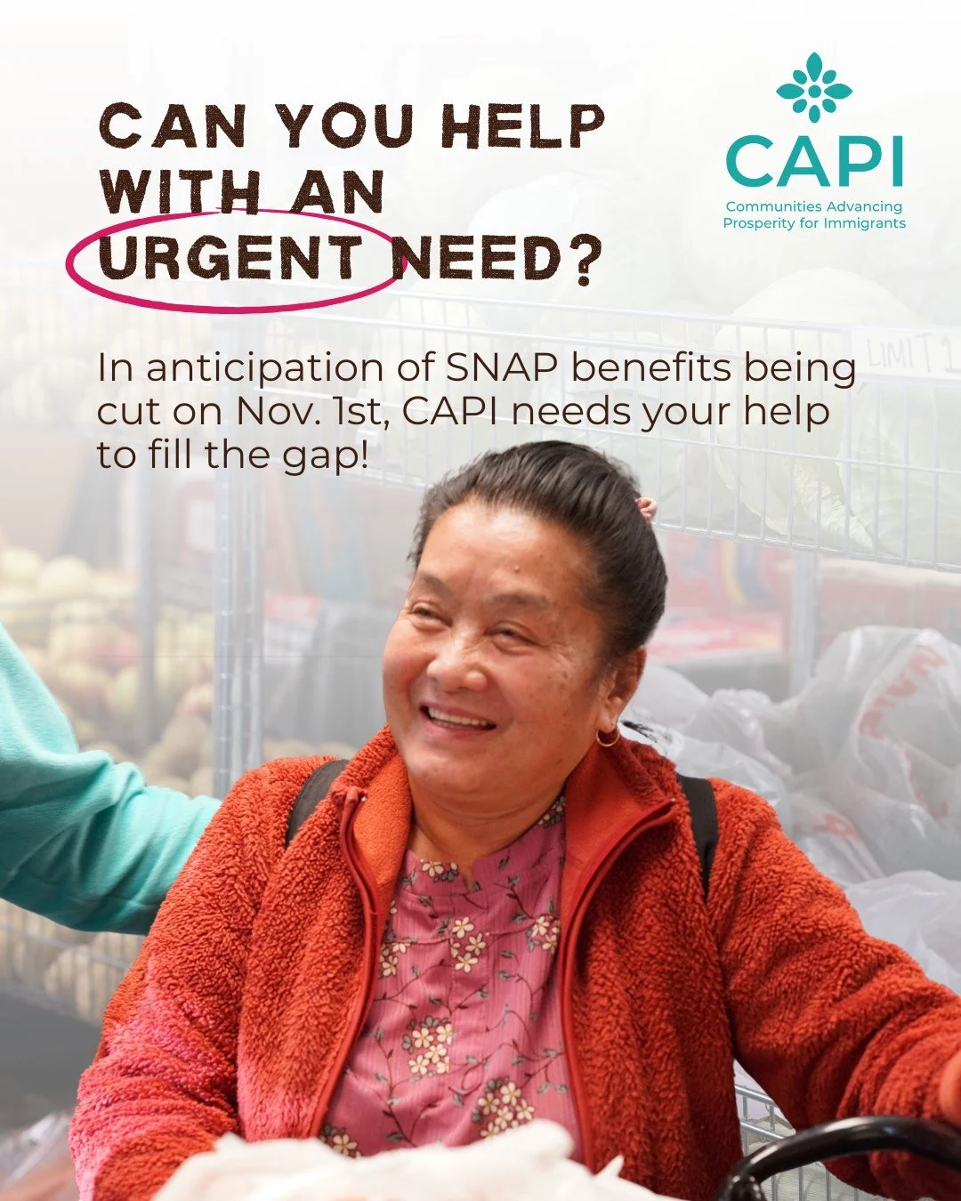 Can you help with an urgent need? 🚨

On November 1, an estimated 440,000 Minnesotans are expected to lose their SNAP benefits. This change will deeply affect families already struggling to put food on the table. Food shelves like CAPI&rsquo;s have s