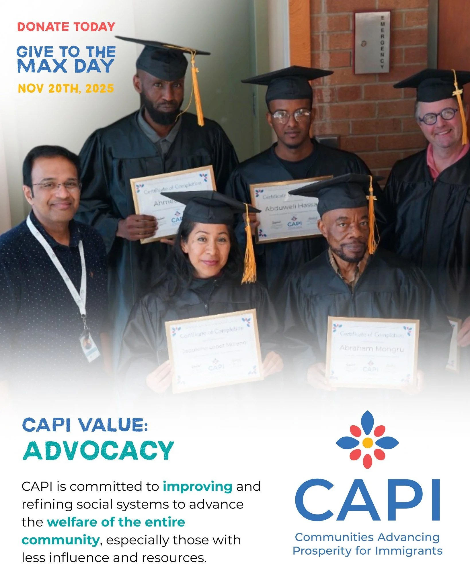 Only two hours left to make your impact and support your community!

At CAPI, our work is rooted in four core values: Hospitality, Diversity, Collaboration, and Advocacy.

Through our commitment to Advocacy, CAPI is committed to improving and refinin