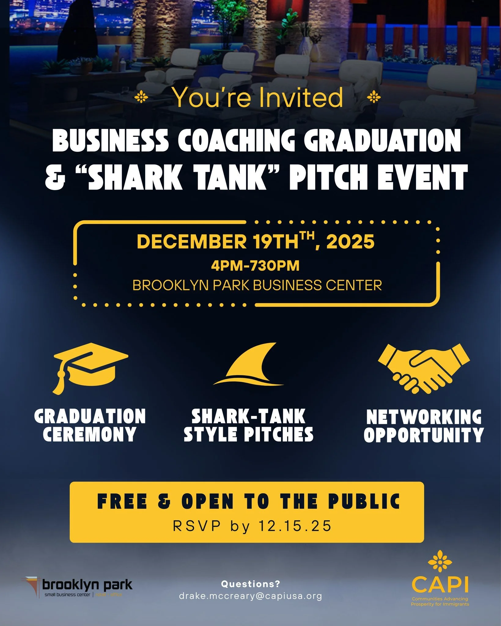 Join us for the Business Coaching Cohort Graduation &amp; Pitch Event!

We&rsquo;re celebrating months of hard work as our cohort participants complete their small business program and take the stage to pitch their ideas in a Shark-Tank-style showcas