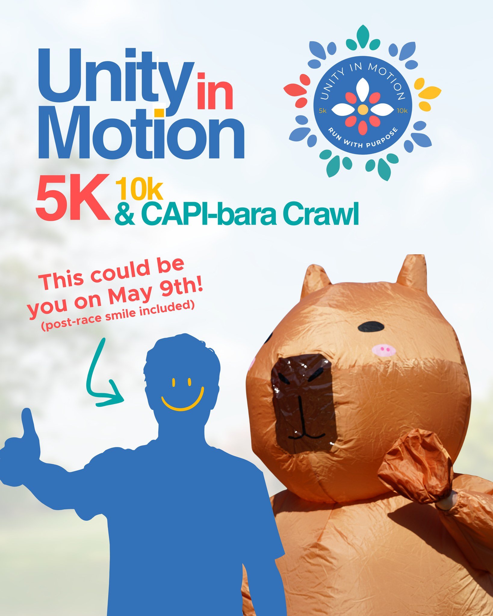 This could be you&mdash;post-race smile included 😄

Join us for Unity in Motion on May 9th at Palmer Lake Park in Brooklyn Center. Run, walk, or roll (we won&rsquo;t judge!) with us and the CAPI Capybara in support of immigrant families in Minnesota