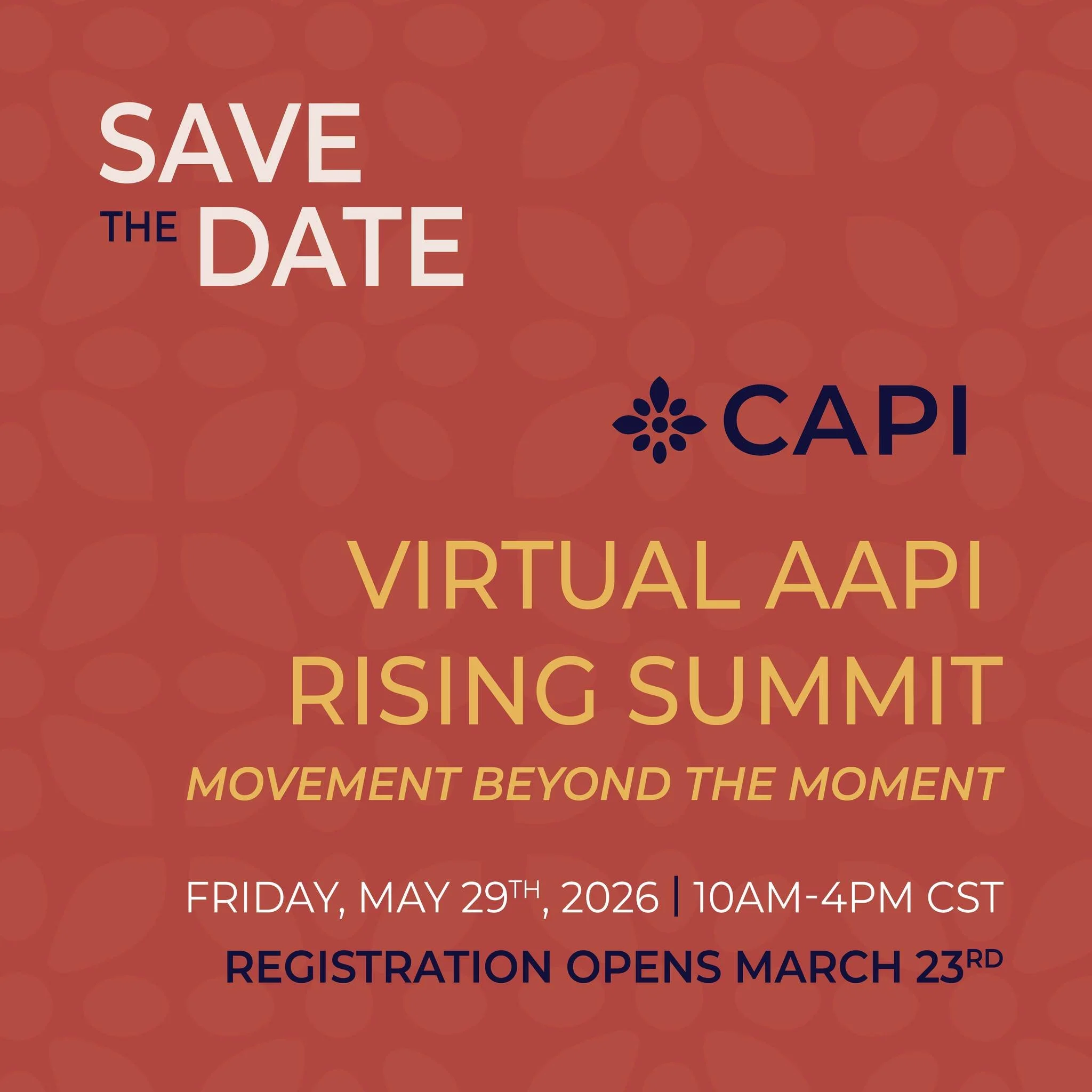 The 2nd Annual AAPI Rising Summit returns May 29th!

This year&rsquo;s theme, Movement Behind the Moment, is all about what comes next&mdash;how we sustain solidarity, build across sectors, and move our communities forward beyond moments of crisis.

