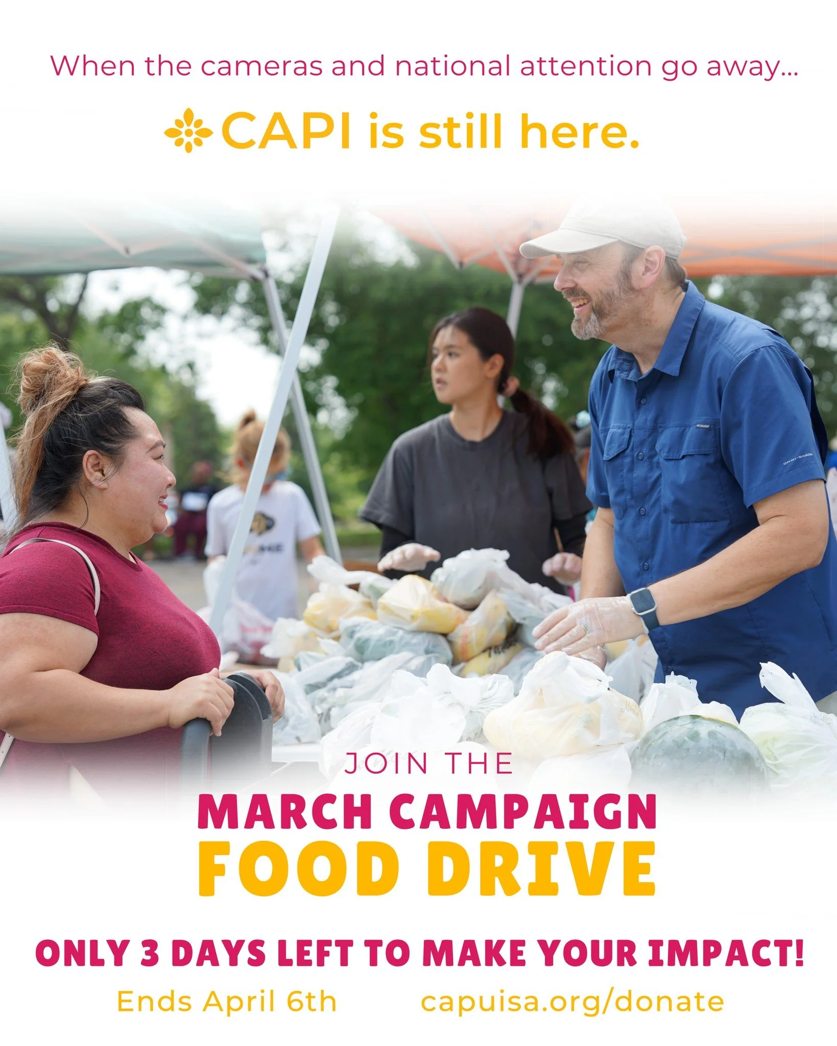 When the spotlight fades, CAPI is still here. And with only 3 days left in the March Campaign, the need is urgent.

For more than 40 years, our food shelf has helped feed immigrant and refugee families across Minnesota, providing food that reflects c