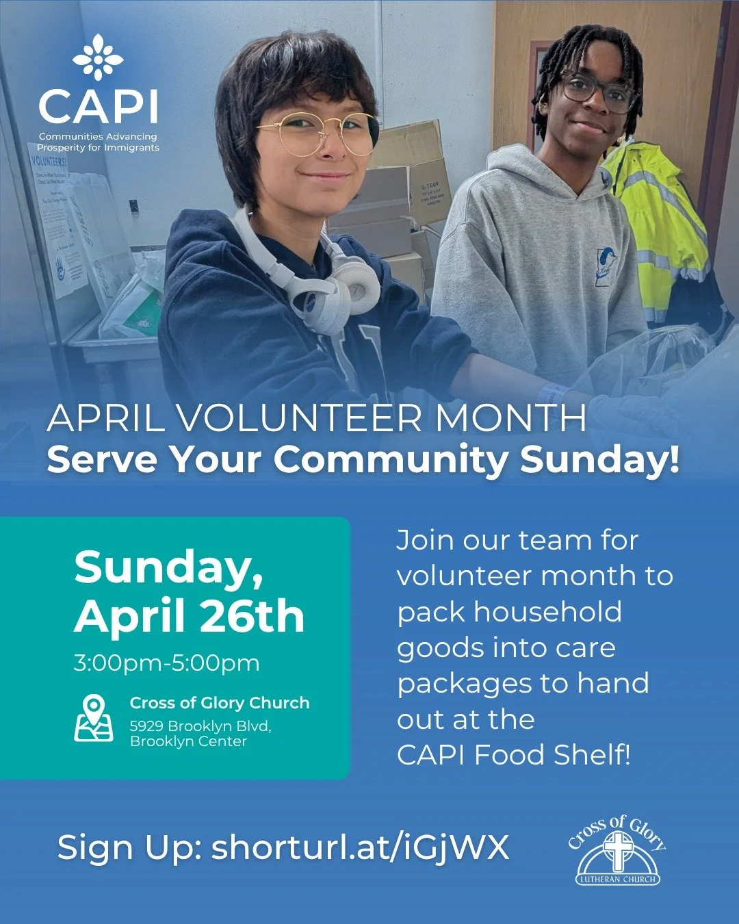 April is volunteer month, so if you haven't gotten out yet to support your community, we are here to give you a chance to get involved! 

Join us for 'Serve Your Community Sunday' and make your impact by helping assemble household goods packs for our