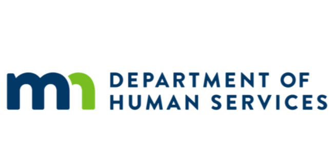 Logo of the Minnesota Department of Human Services with blue and green text.