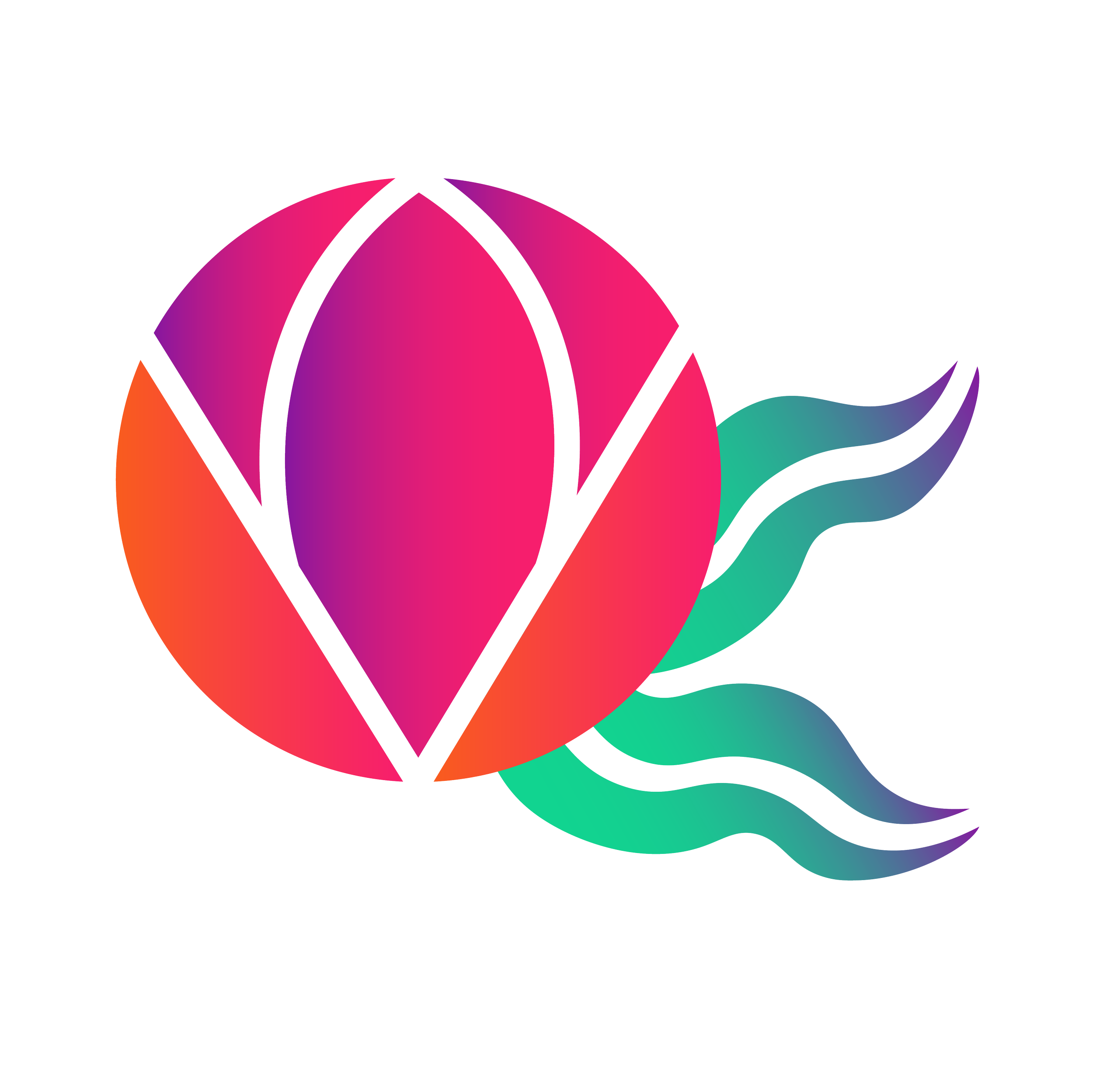 This image features a colorful, stylized flower with large purple and pink petals and green stems or leaves extending from the bottom right.