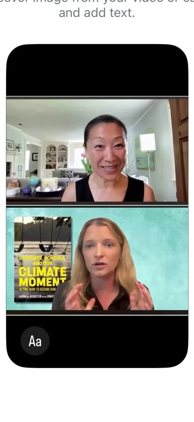 two people talking on a webinar with book cover in background