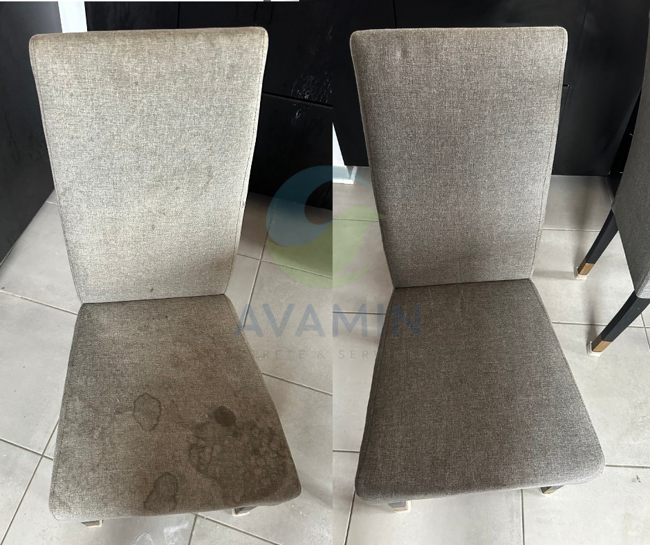 Avant après nettoyage de chaises en tissu à Orléans 