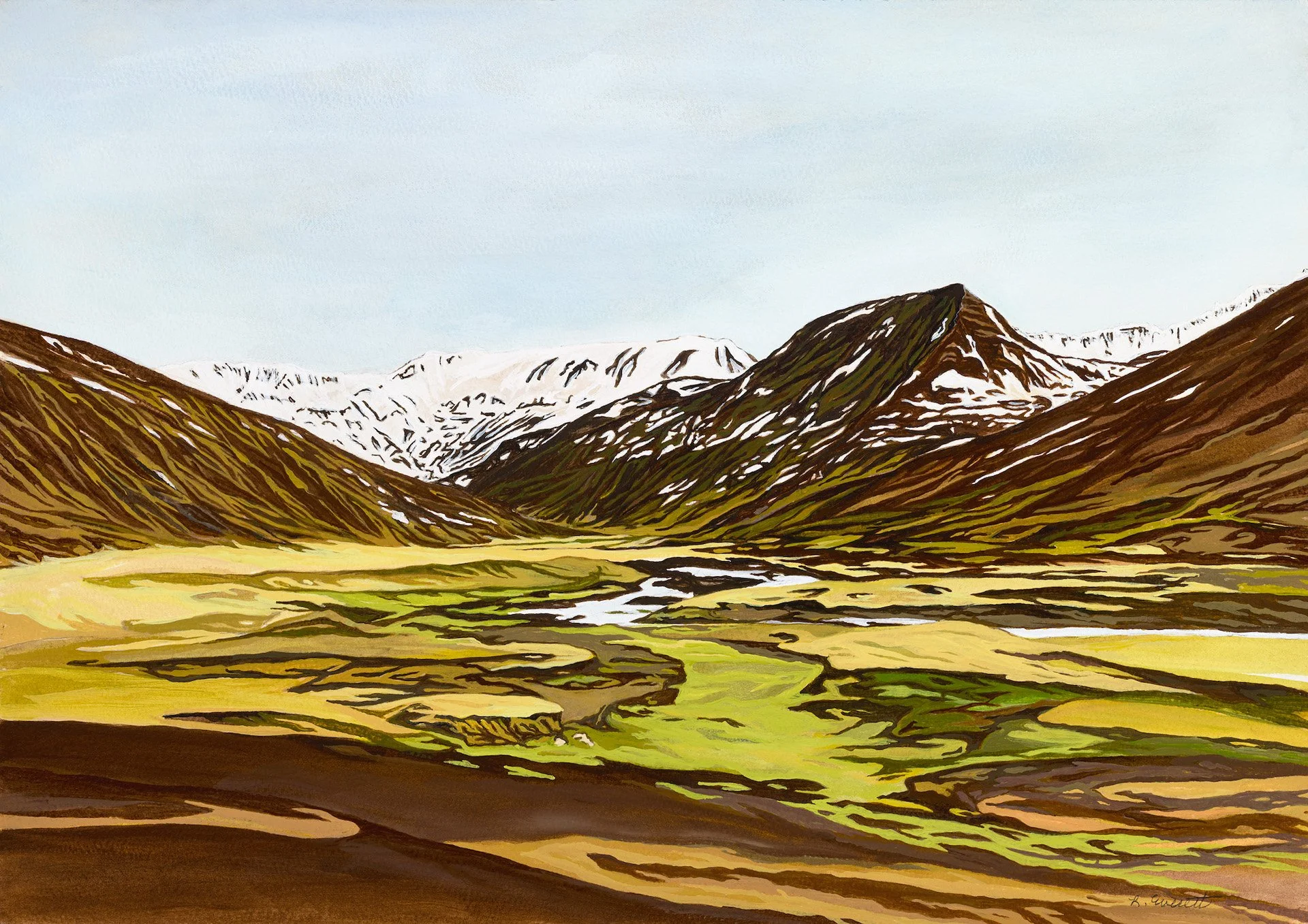 Hedinsfjordur Valley, 14" x 22", acrylic on paper - sold