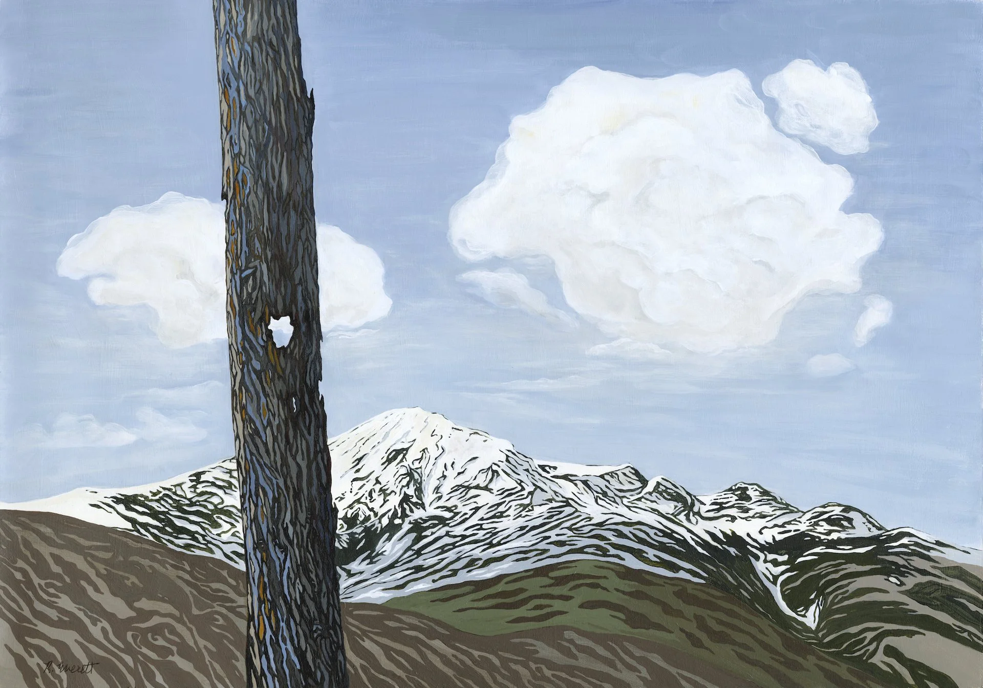 Charred Sentinel, 20" x 26", acrylic on paper - available