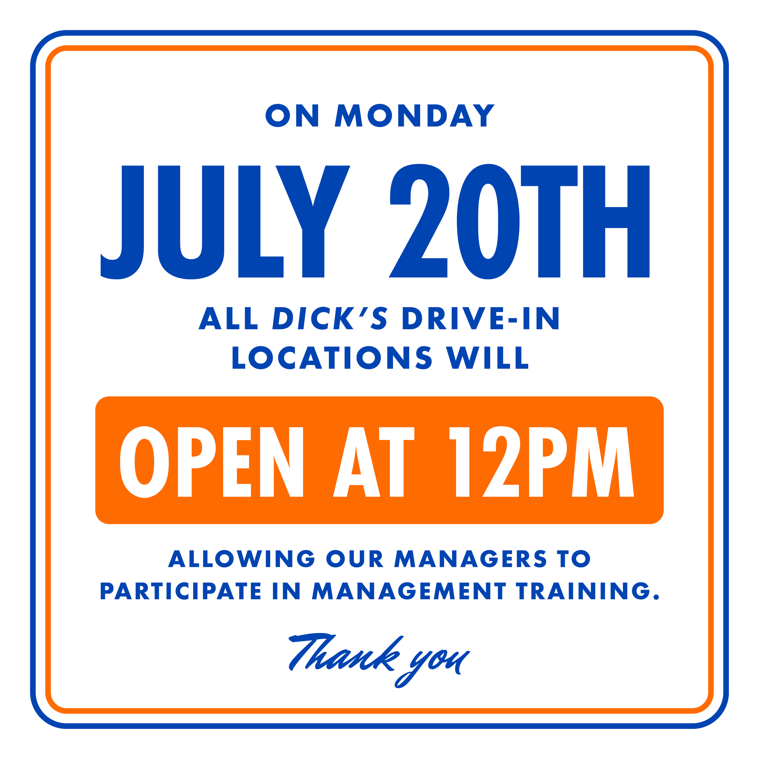 All Locations Open @ 12PM