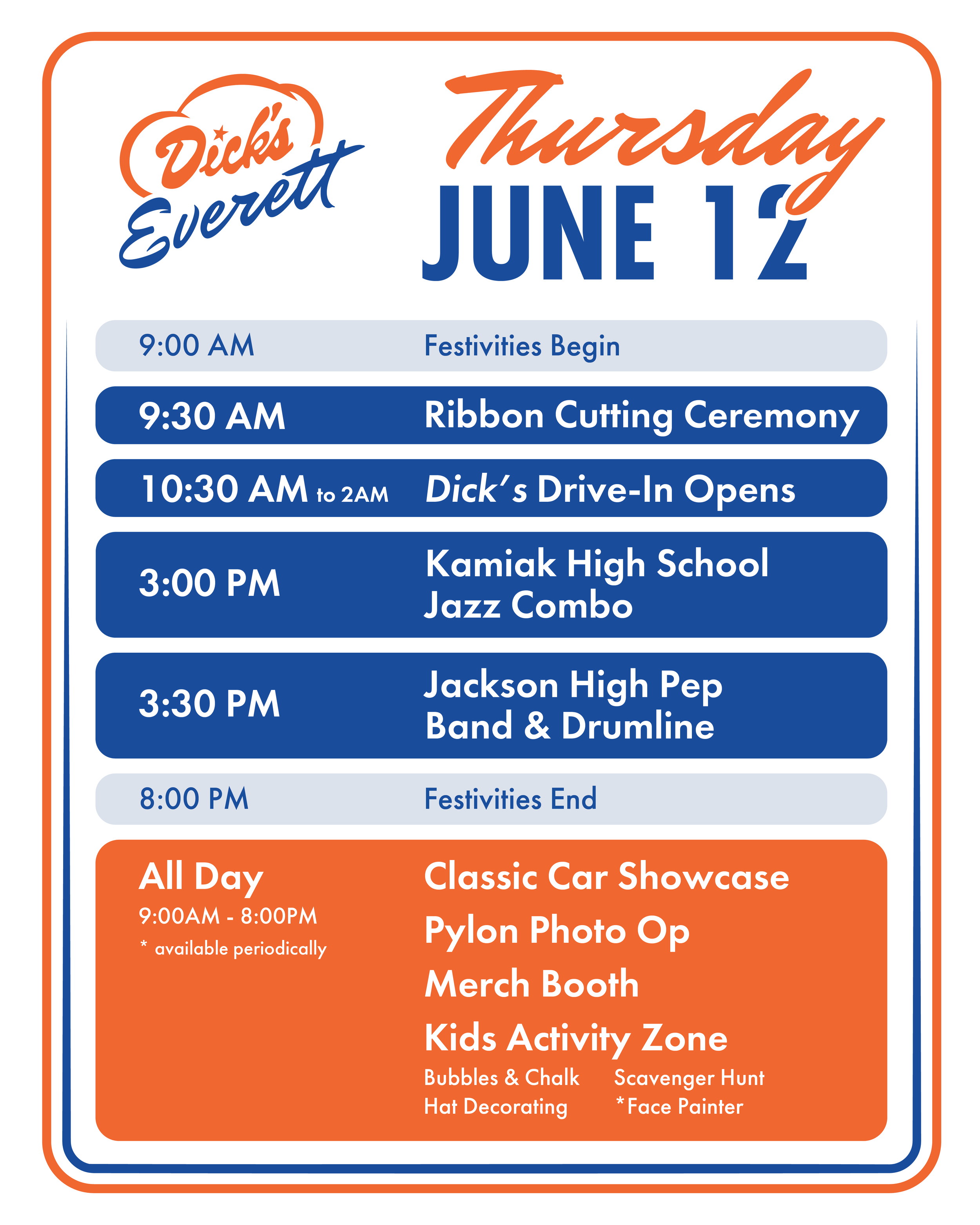 Everett Grand Opening Festival - Thursday, June 12 Schedule