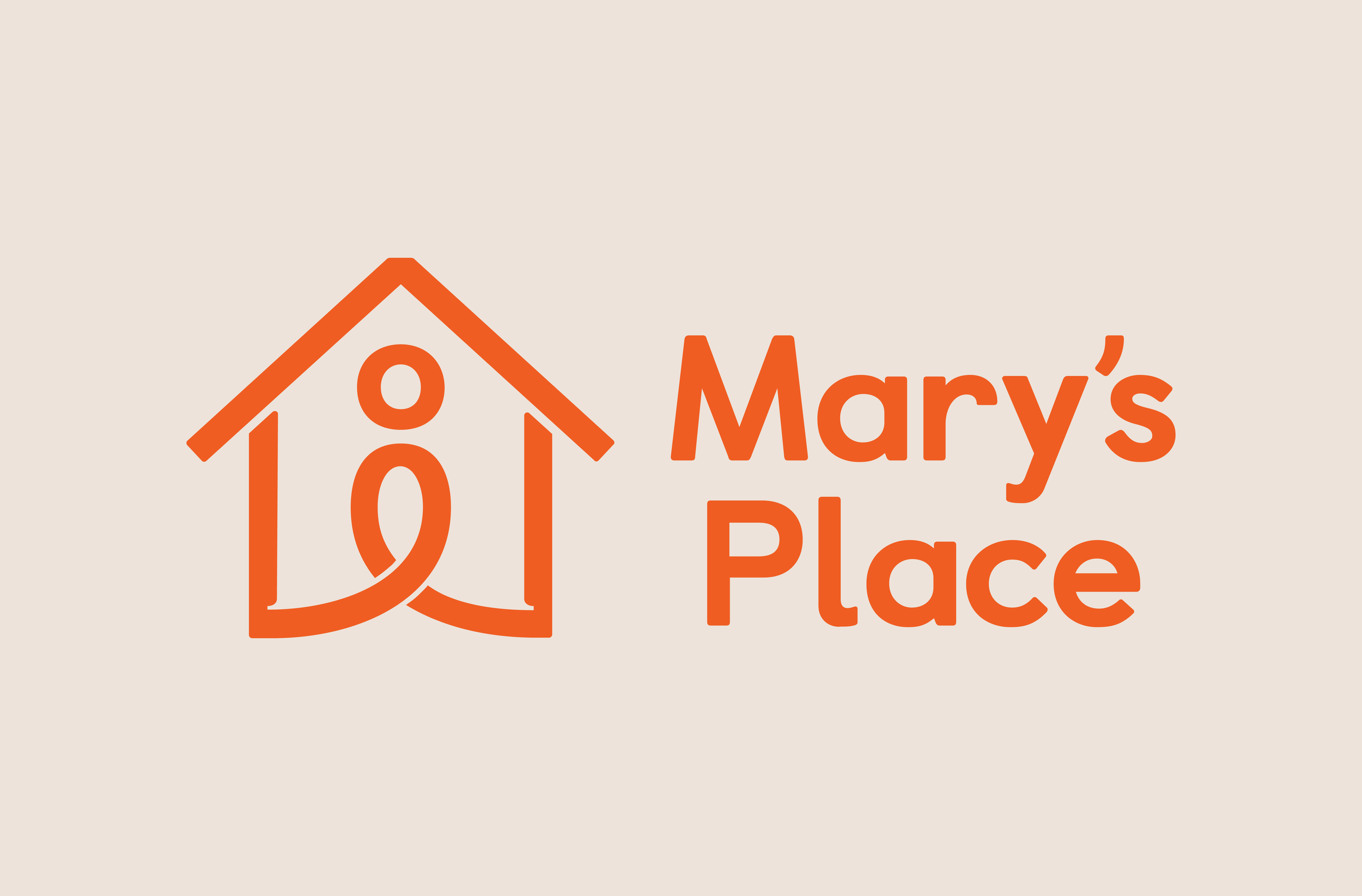 Logo: an orange stylized house outline and text that says 'Mary's Place' in orange, on a light beige background.