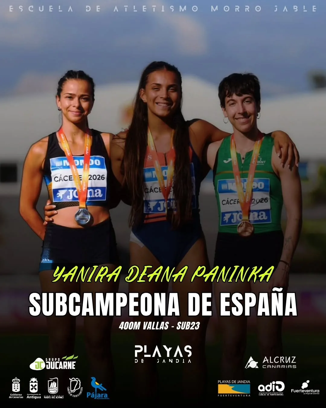 🔥​SUBCAMPEONA DE ESPA&Ntilde;A🥈🏆🇪🇸🔥

Yanira Deana Paninka se ha proclamado subcampeona de Espa&ntilde;a de 400 metros vallas en categor&iacute;a Sub-23.

​Yanira complet&oacute; un campeonato magn&iacute;fico, culminado en una final espectacula