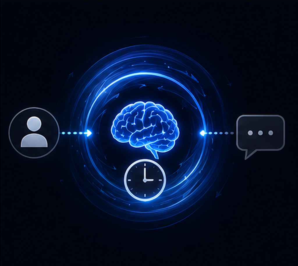 Digital brain continuing internal processing without receiving a new user message.
