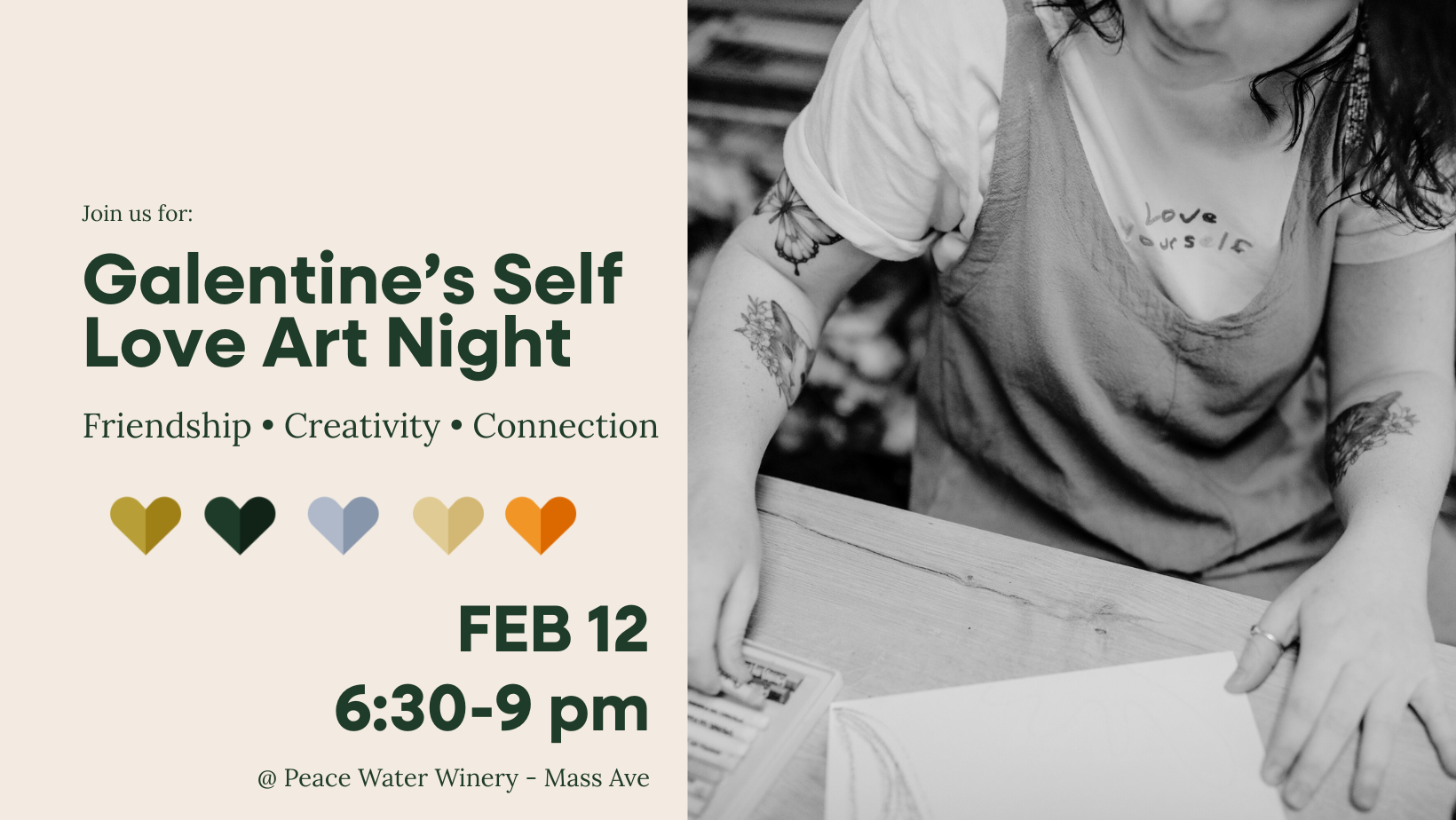 A Galentine’s Self-Love Art Night at Peace Water Winery