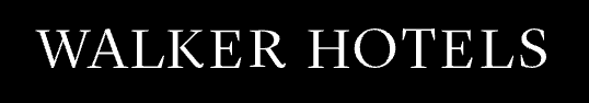 Walker Hotels logo with white text on a black background.