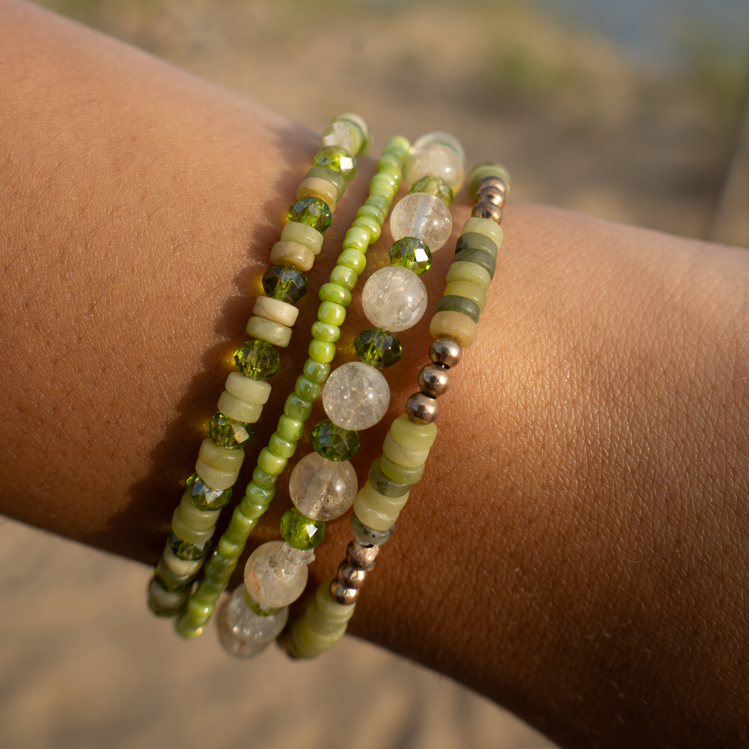 citrine & jade bracelet stack