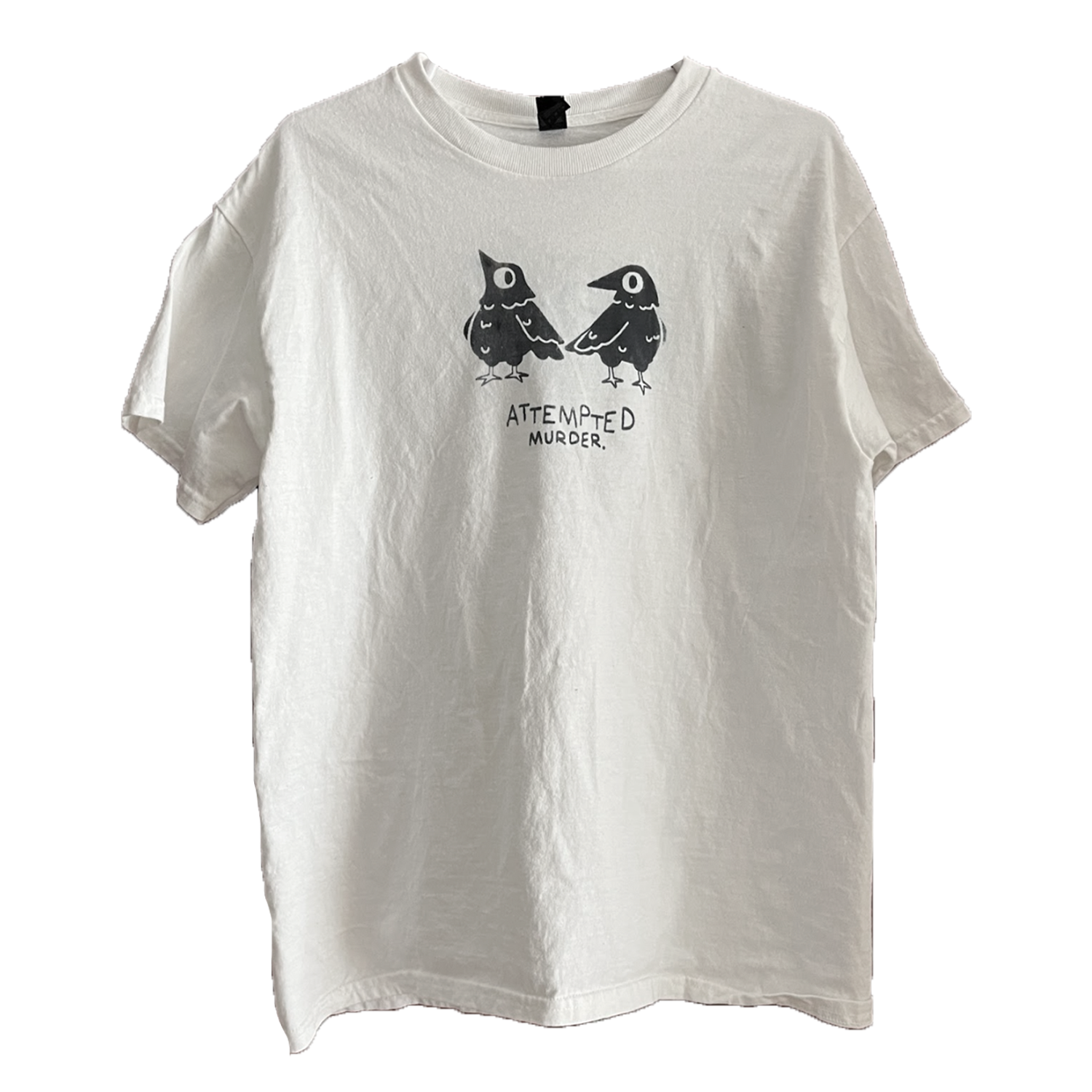 ATTEMPTED MURDER Upcycled Hand Printed Original Art T-Shirt