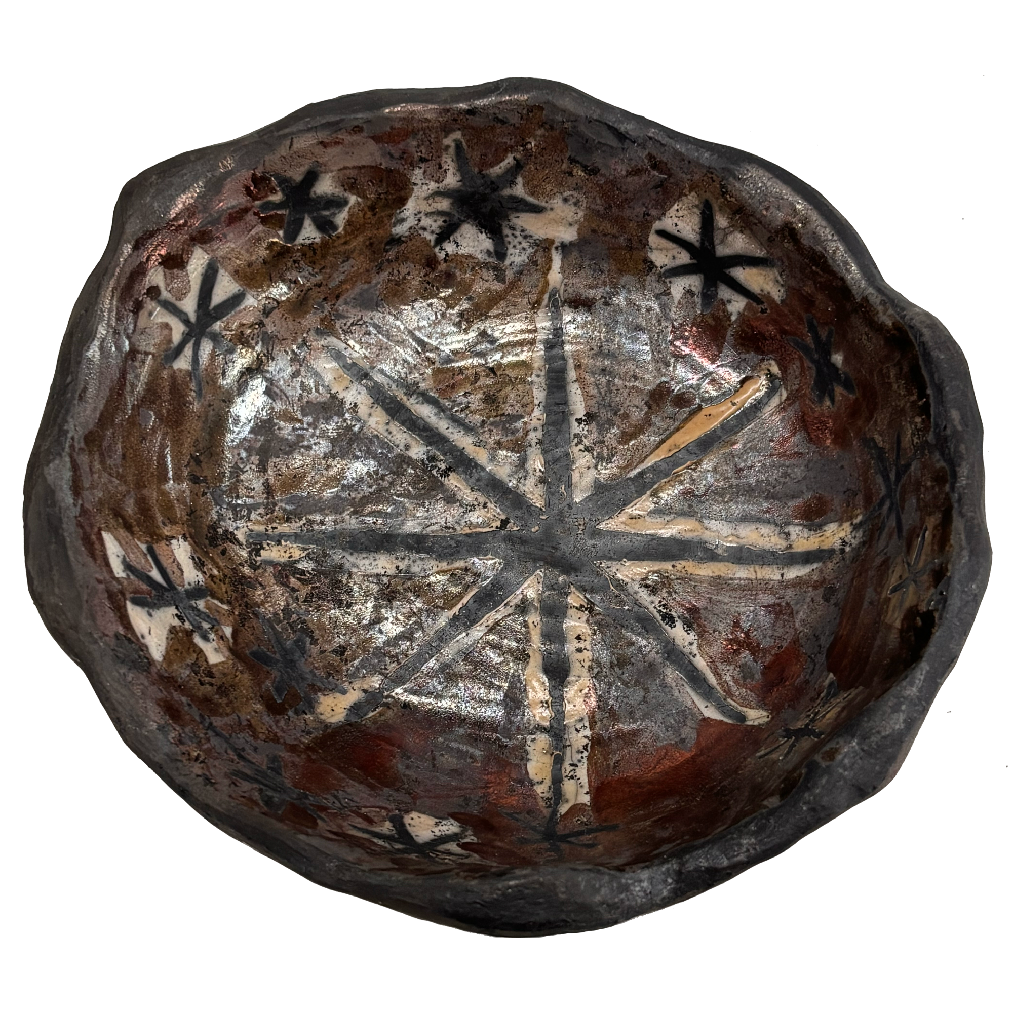 raku fired stoneware trinket bowl