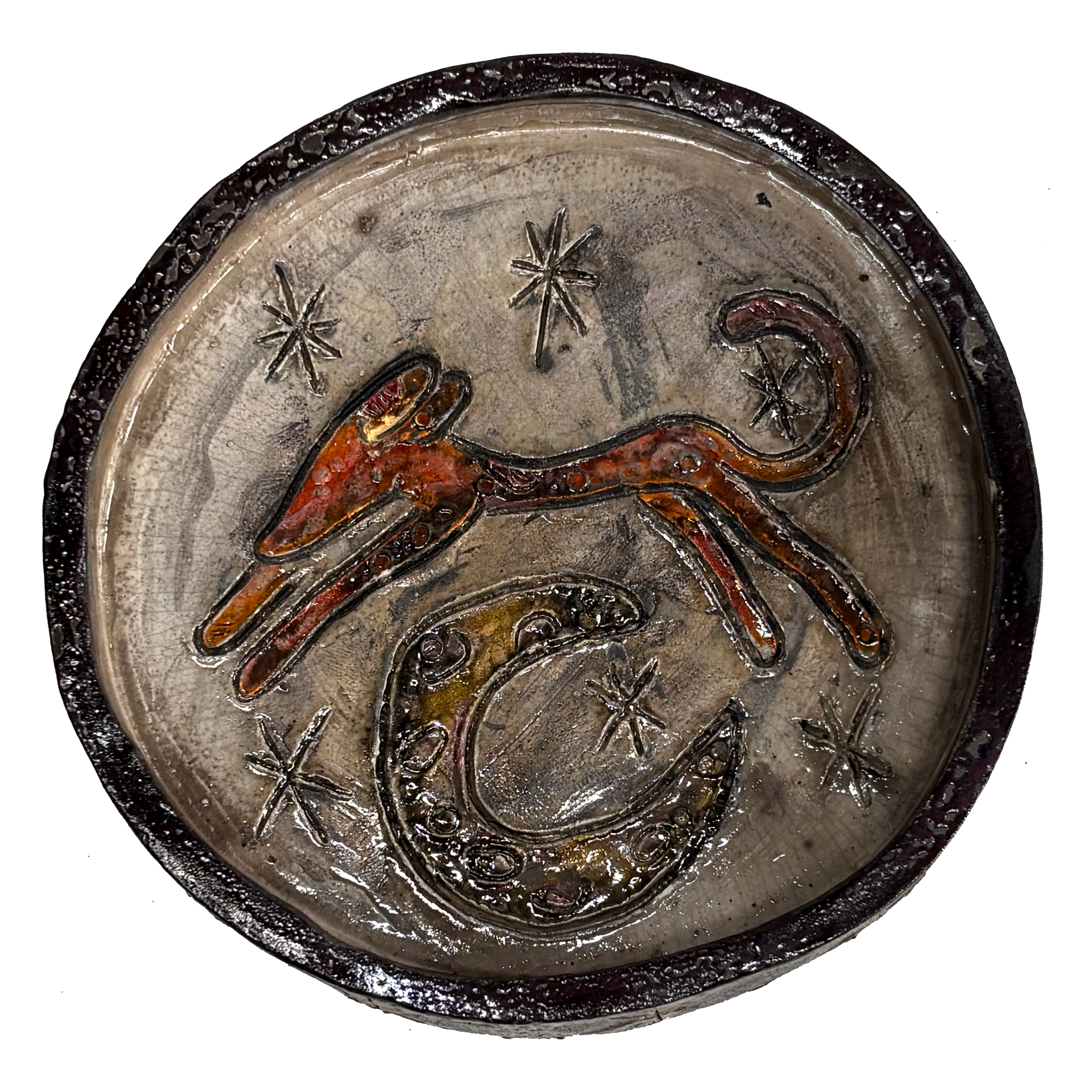 raku fired stoneware ring dish