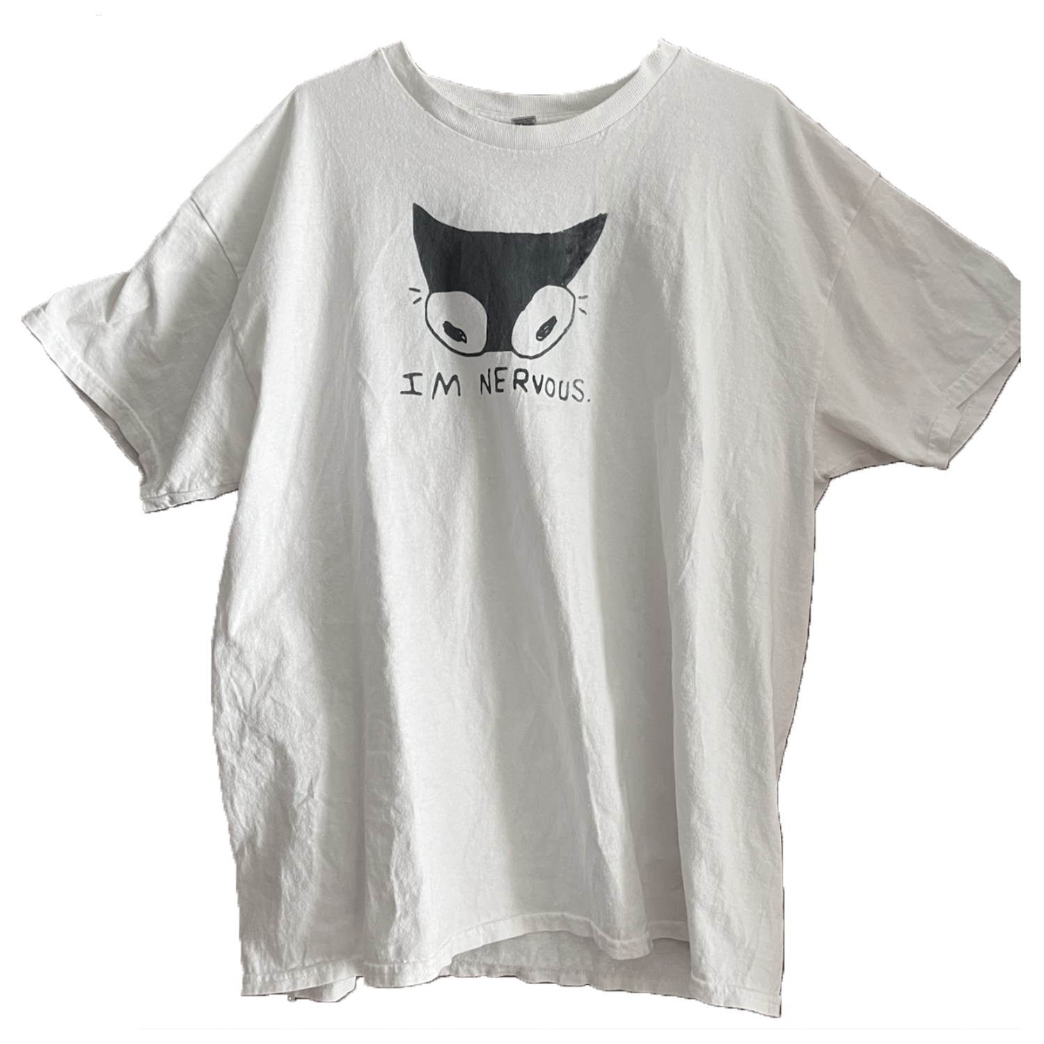 IM NERVOUS Upcycled Hand Printed Original Art T-Shirt