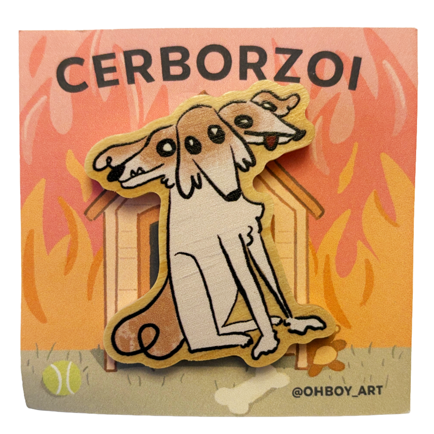 Cerborzoi Wooden Pin