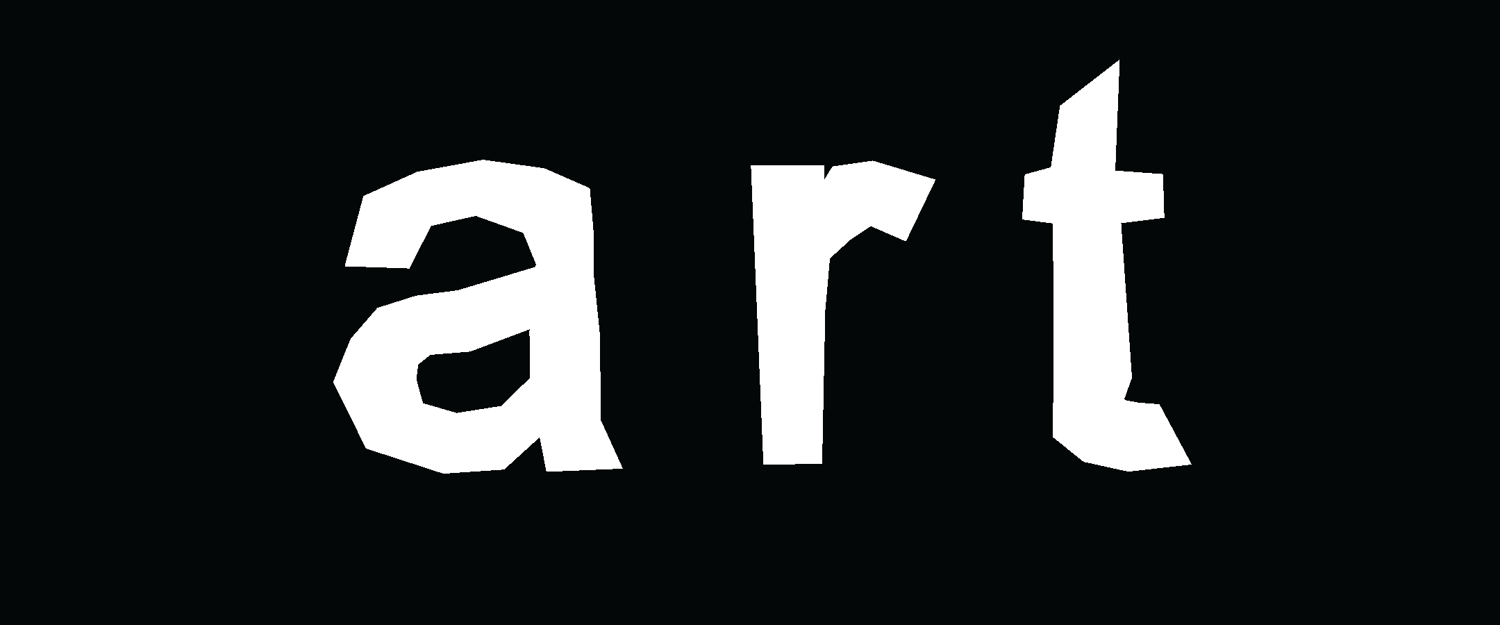 The word "art" written in large, bold, irregular white letters on a black background.