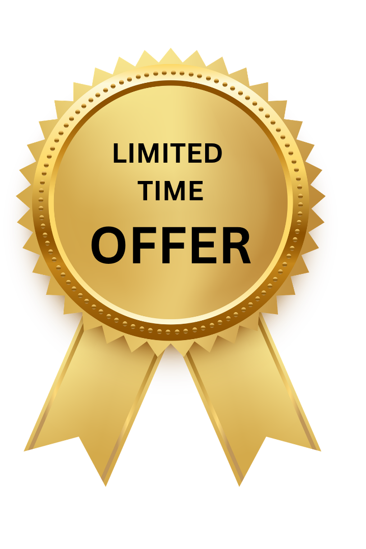 Gold ribbon badge with the text 'Limited Time Offer' in black letters.