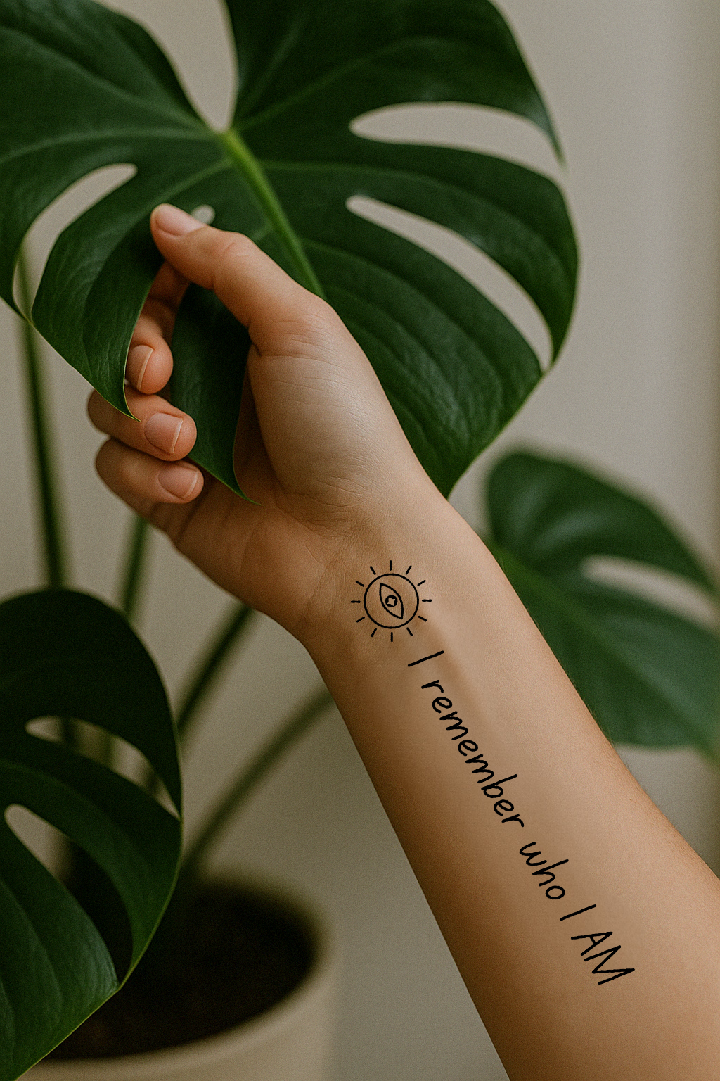 Tattooed Hand and Monstera Moment_I remember who I am.png