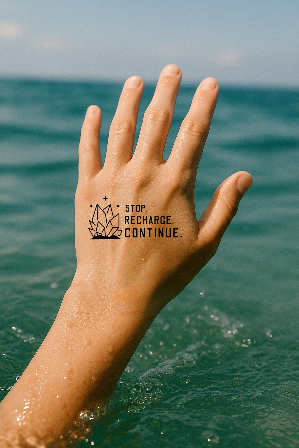 Emerging Hand _ background is water_stop recharge continue.png