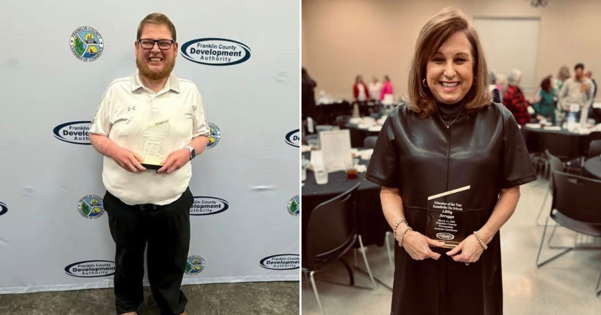 Kennerly, Scruggs named Educators of the Year at Franklin County Partnership Awards Ceremony