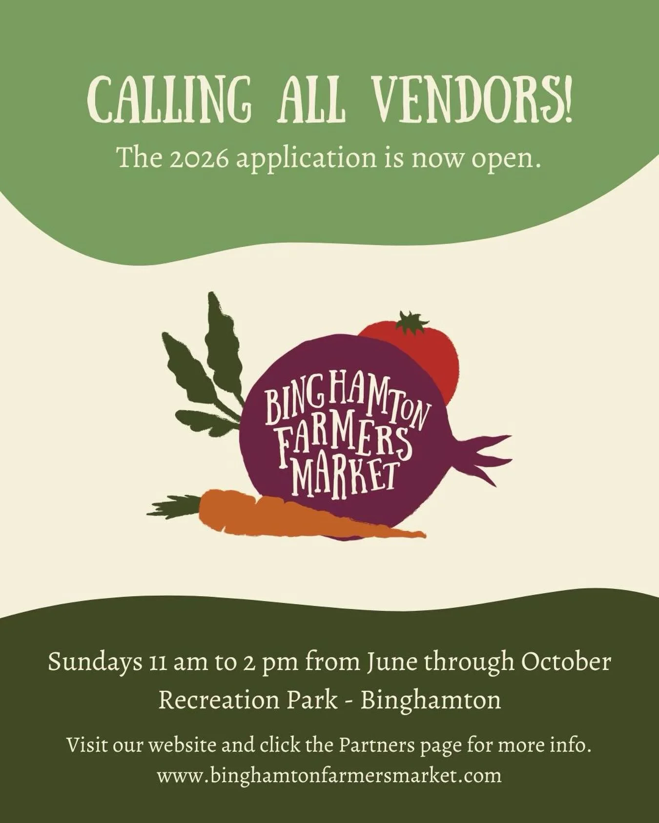 The application for new vendors is open now! Please visit our website to learn more. 🍅
