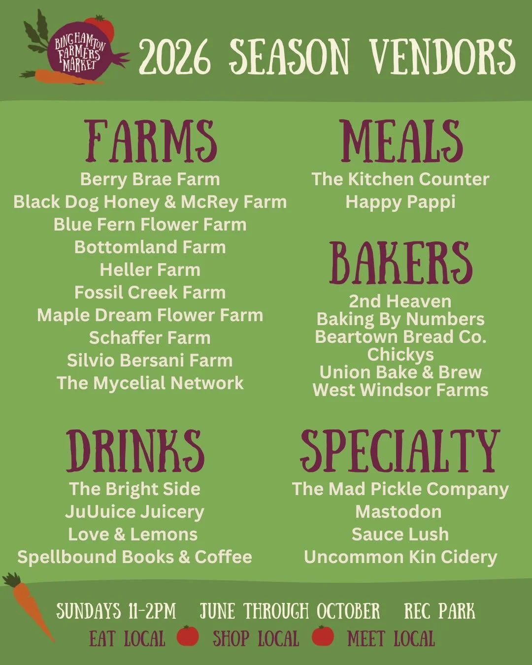 Meet the vendors who bring the market to life! From fresh produce to baked goods and handmade finds, there&rsquo;s something for everyone. 🥕🍞💐