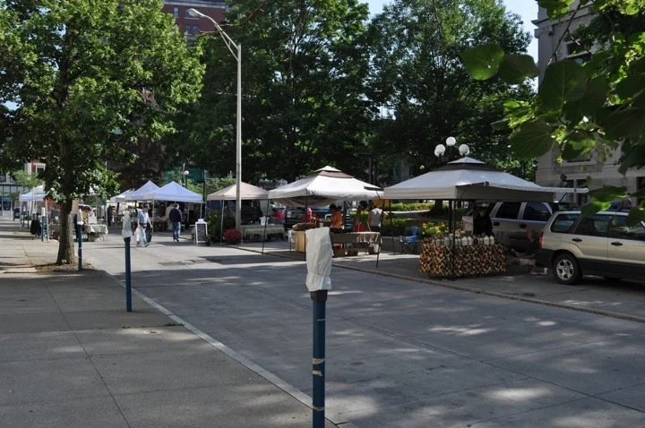 The market on Collier Street in downtown Binghamton (June 2010).