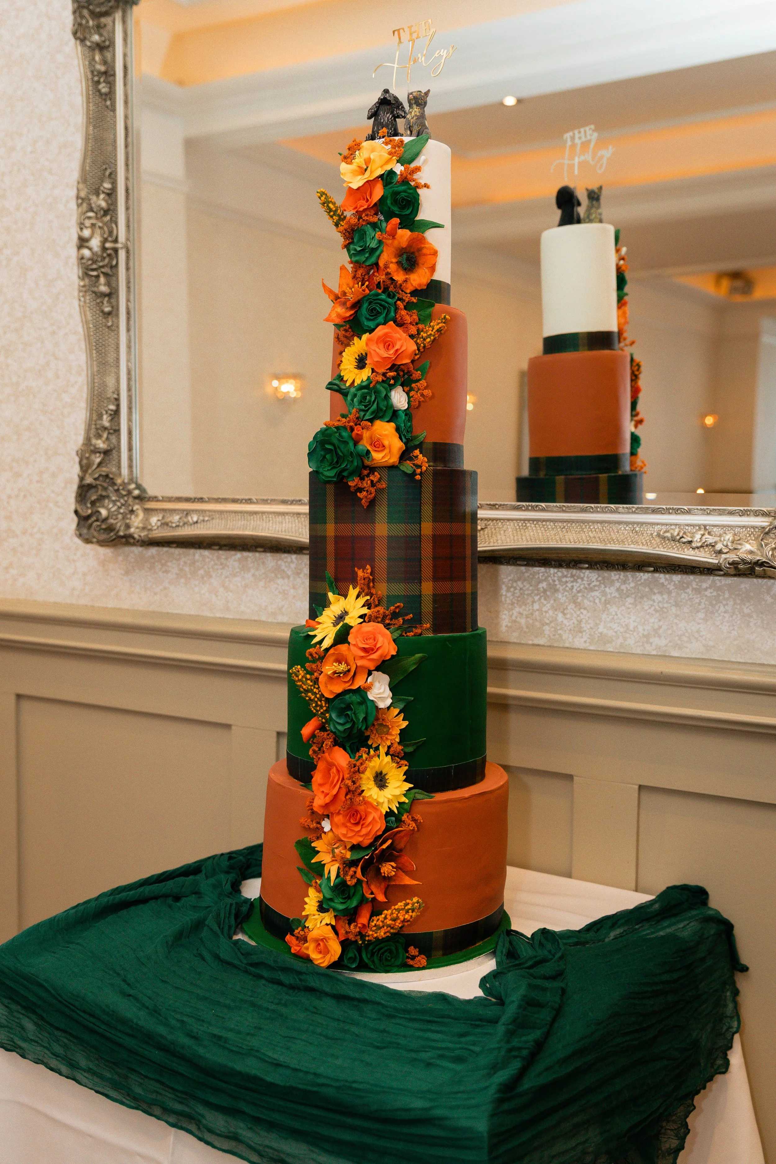 Wedding cake on wedding table. Glasgow based Love Burds Media specialises in affordable wedding photography and short form video content across Scotland. 