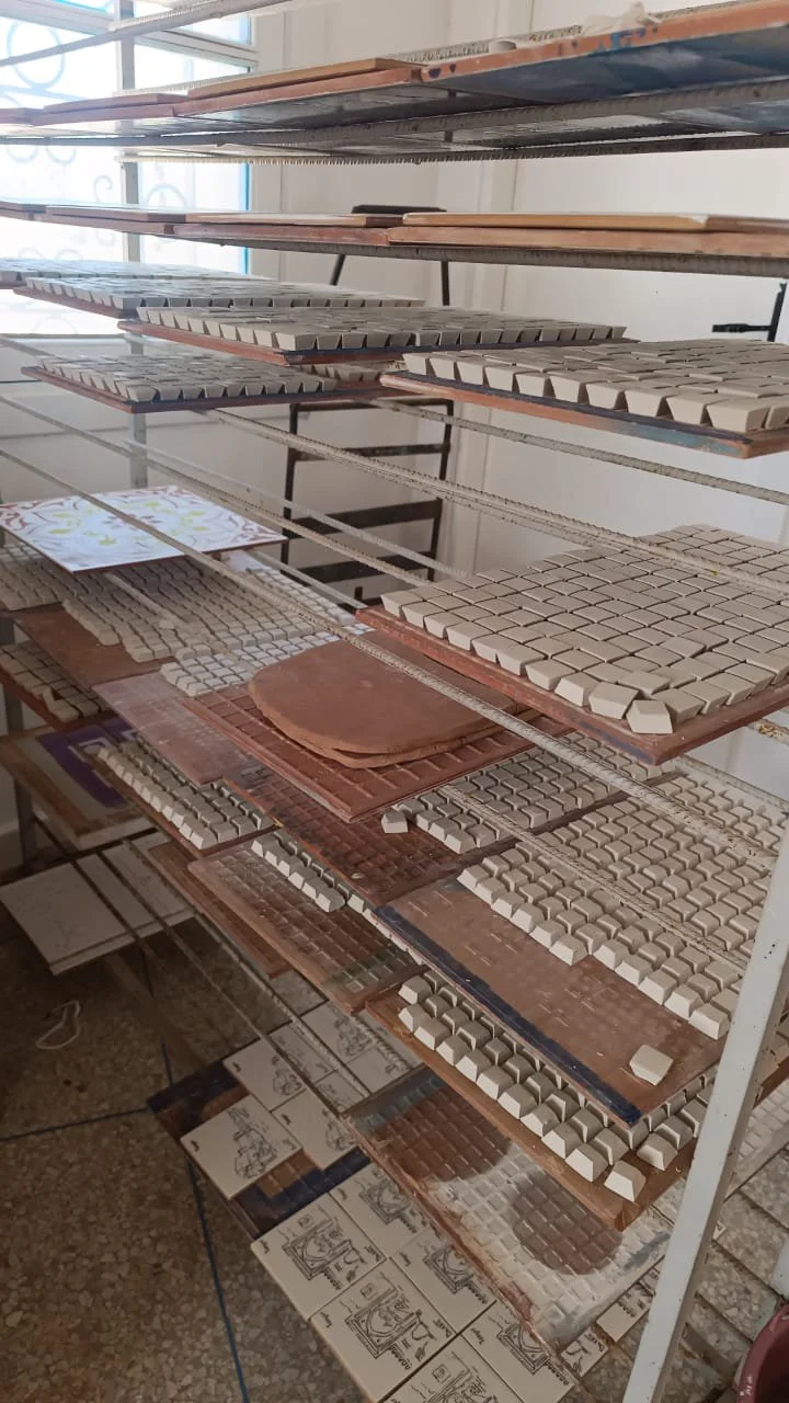 Pièces découpées, étape du séchage.