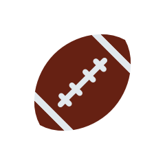 Illustration of an American football with brown leather texture, white laces, and white stripes.