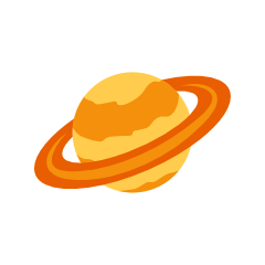 Illustration of a planet with rings, resembling Saturn.