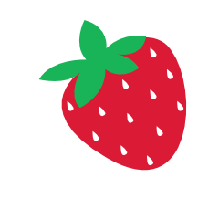 A ripe red strawberry with green leaves and small white seeds.