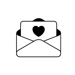 Envelope with a heart coming out of it, symbolizing love or a love letter.