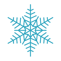 Blue snowflake with intricate symmetrical design