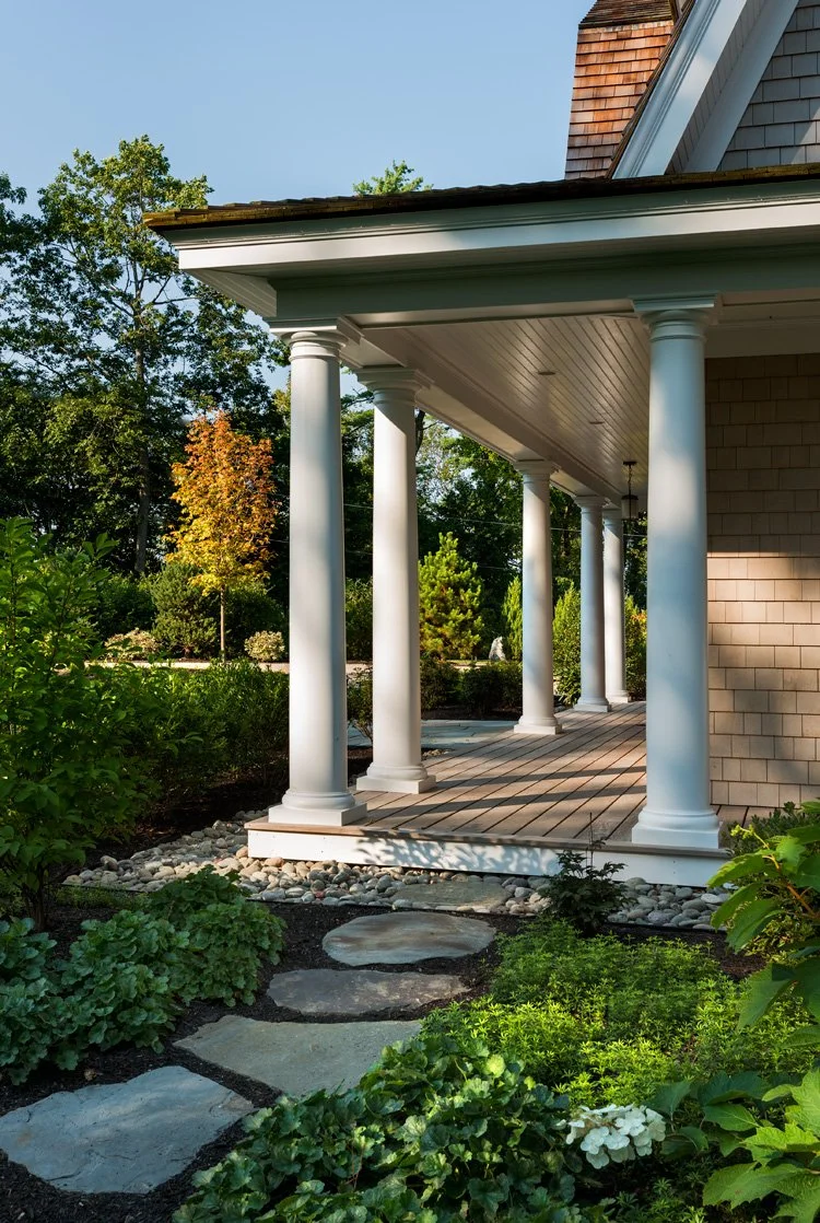 Wildwood Retreat — A New England Home Landscape Architecture and Outdoor Living Design by Vicky Martel of Sea Laurel Landscape Architecture.
This residential project showcases custom landscape design that enhances natural beauty, elevates curb appeal