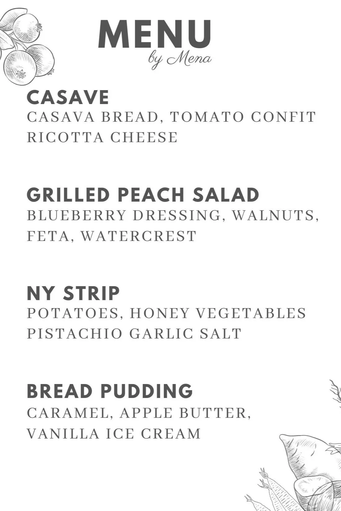 SAMPLE MENU