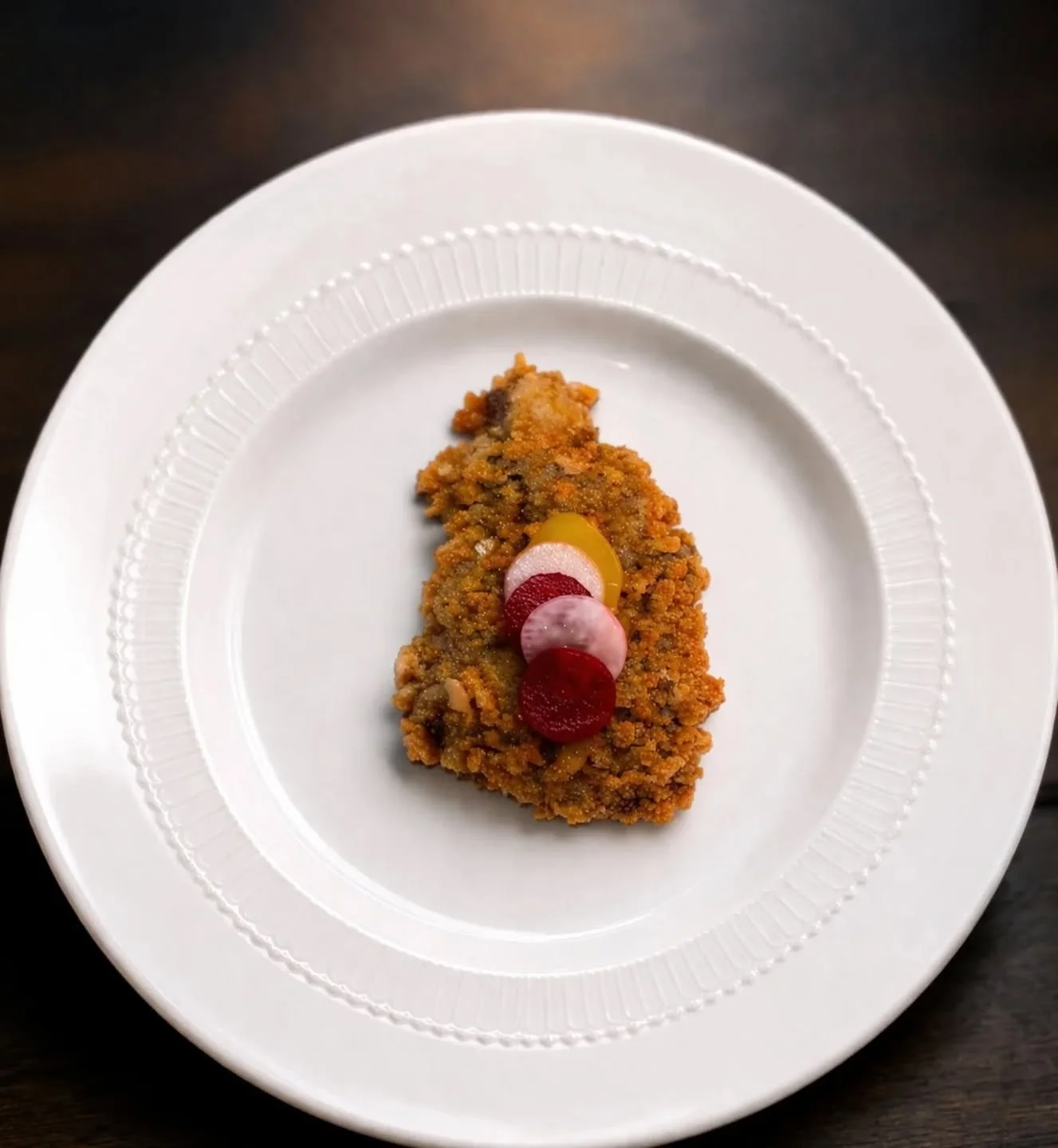 Second course - Fried oysters Mushroom.
Cajun spices, mango sauce, pickled beets and radish