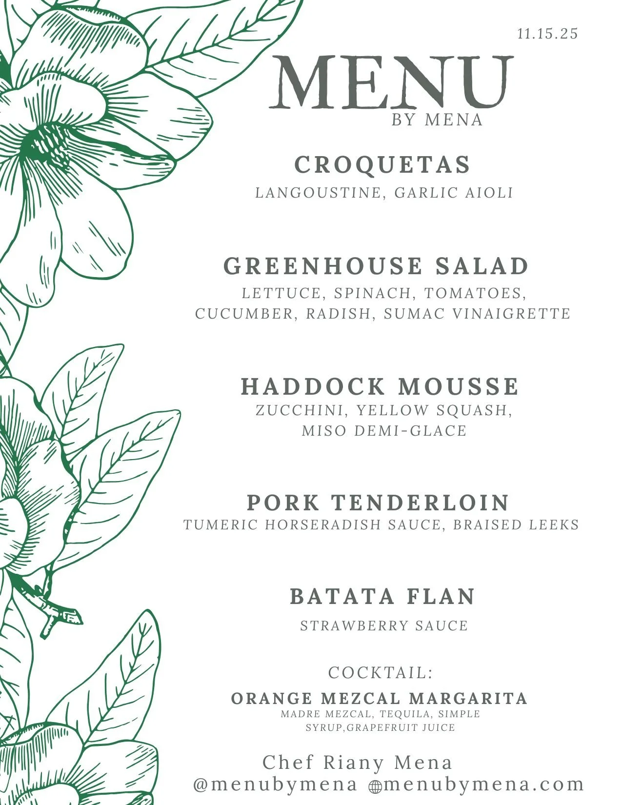 SAMPLE MENU