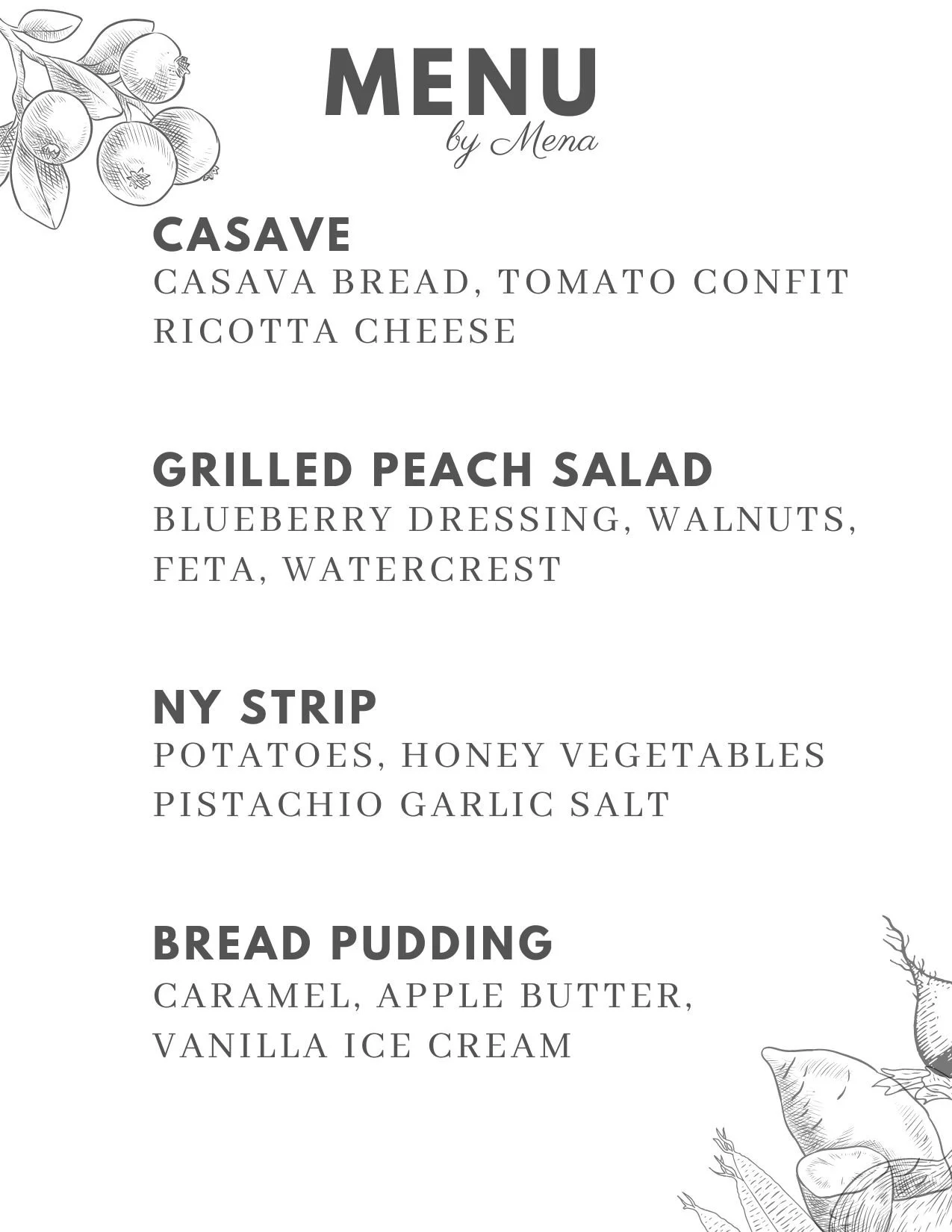 SAMPLE MENU