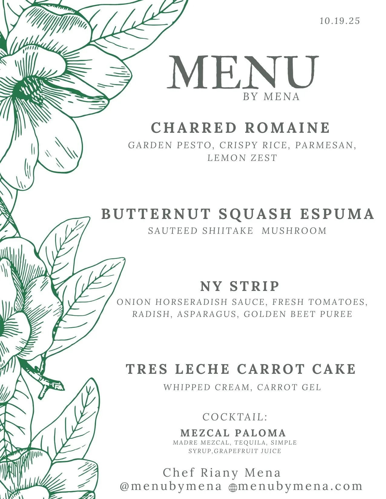 SAMPLE MENU